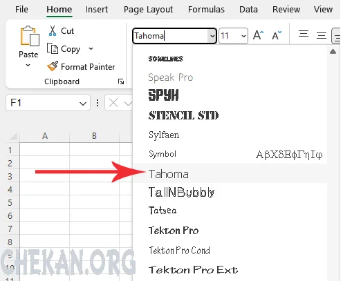 آموزش تنظیم تغییر فونت  در اکسل  -Font Name in Excel