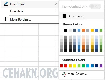 Border Color- رنگ حاشیه ها در اکسل – رنگ Border در اکسل