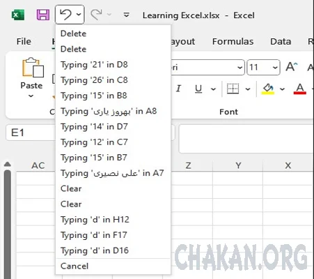 Redo in Excel-Undo in Excel -آموزش Redo و Undo در اکسل Redo in Excel-Undo in Excel -آموزش Redo و Undo در اکسل